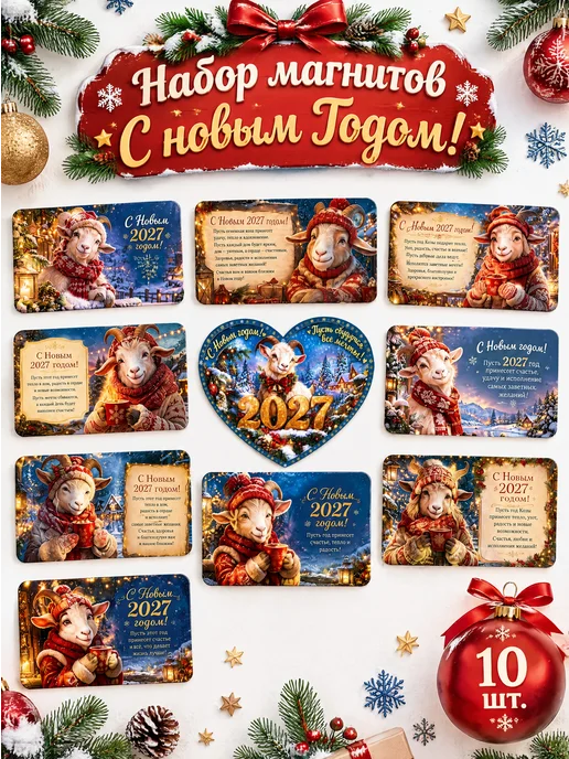 Art Magnit Магнит сувенирный Новой Год символ Козы набор, вариант