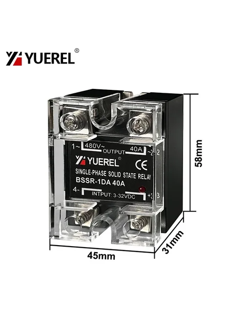 YUEREL Однофазное твердотельное реле BSSR-1DA 60A DC-AC, 10A DC-AC, фото 3