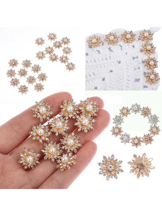 Нет бренда Пуговица декоративная Pearls-Gold, 16 мм, 10 шт, 10 шт, фото 2