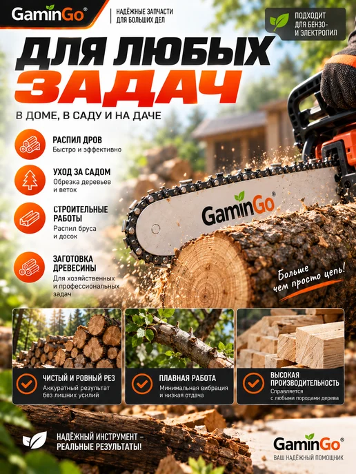GaminGo Цепи для бензопилы 59 звеньев шаг 3 8 40 см 5 штук, 5 шт, фото 4