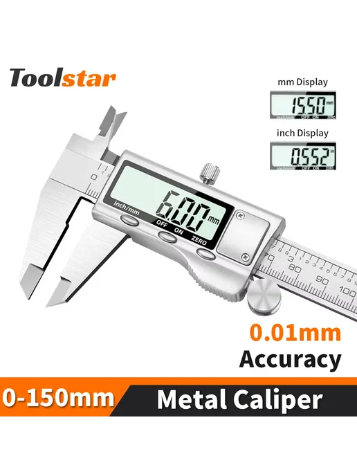 Нет бренда Цифровой штангенциркуль 0-150 мм, Black Caliper, черный, фото 2