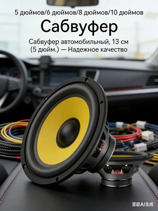 Автомобильный сабвуфер 13 см, 4 Ом, 35 Вт, 35 Вт