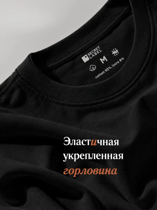 SECRET LABEL Футболка оверсайз черная плотная хлопок в спортивном стиле, черный, фото 5