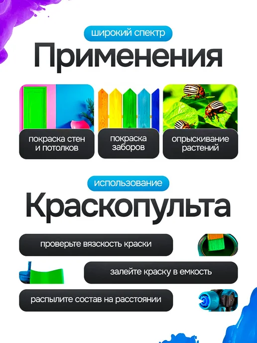 Краскопульт аккумуляторный электрический для краски, голубой, фото 2