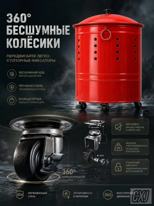 Печь для сжигания мусора 36.5x32x36.5 см, металл, вариант, фото 3