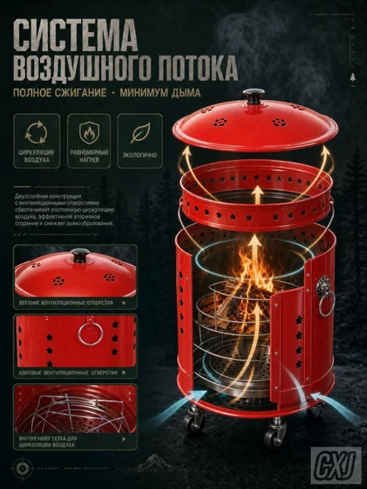 Печь для сжигания мусора 36.5x32x36.5 см, металл, вариант, фото 7
