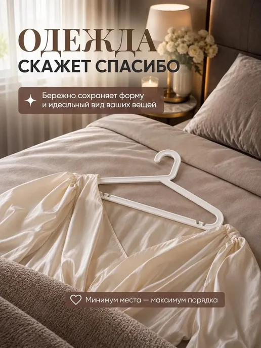 Вешалки для одежды пластиковые черные 33 см набор 10 шт, 10 шт, фото 5