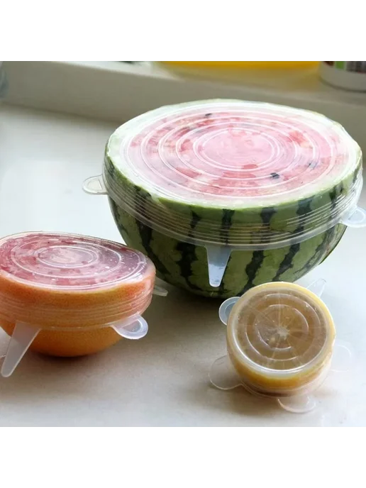 Нет бренда Силиконовые крышки для продуктов 6 шт. baise changkuan, 6 шт, фото 6