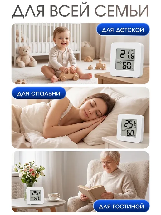 Термометр метеостанция с внутренним беспроводным датчиком, вариант, фото 4