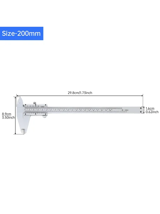 Нет бренда Штангенциркуль ChgImposs 0-150 200 300 мм Size-200mm, вариант