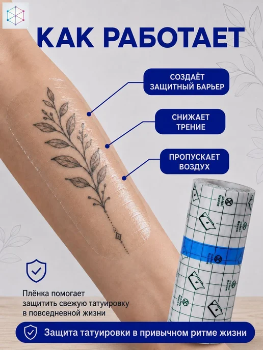 Заживляющая пленка для тату, 2 м × 20 см, 2 м, фото 2