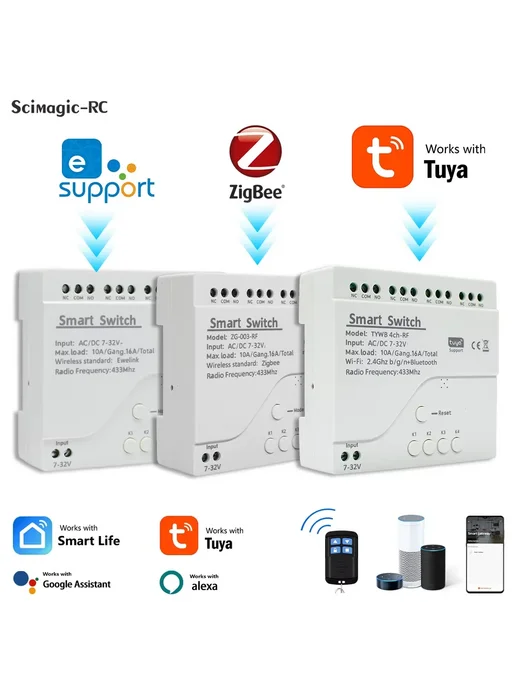 Scimagic-RC Smart Relay Module WiFi 4 Channel Tuya 7-32V, вариант, фото 2