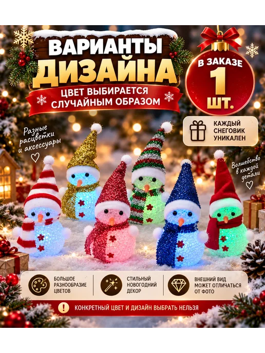 Светящийся снеговик новогодний декор LED 19 см 1 шт, 1 шт, фото 5