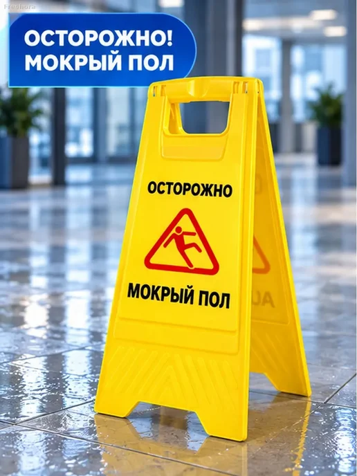 Знак «Осторожно, мокрый пол» складной 62×30 см, 62x30 см, фото 2