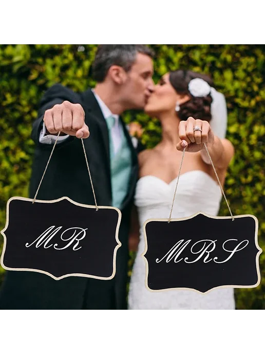 Деревянная доска Mr & Mrs, черный, фото 4