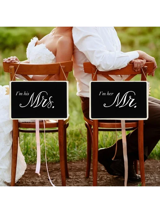 Деревянная доска Mr & Mrs, черный, фото 5