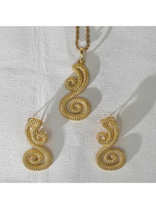 Золотой комплект ювелирных изделий African 18K, золотой, фото 2