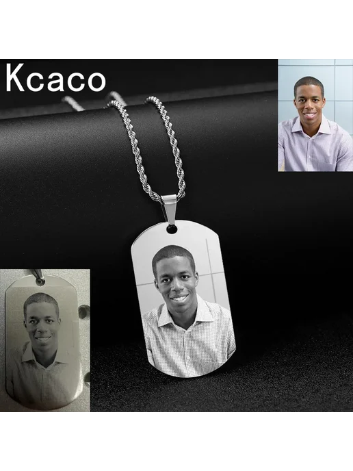 Kcaco Индивидуальное ожерелье из нержавеющей стали с гравировкой, бежевый, фото 2