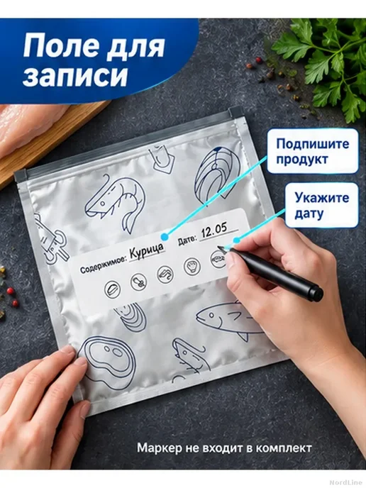Пакеты фольгированные для заморозки 17×23 см, 30 шт, 17x23 см, 30 шт, фото 4