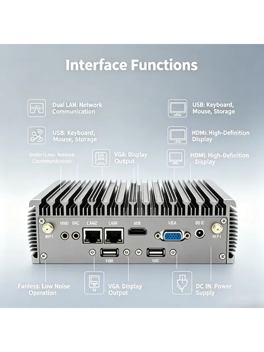 Нет бренда Мини-ПК i5-10210U i7-10510U, безвентиляторный A, черный, фото 4