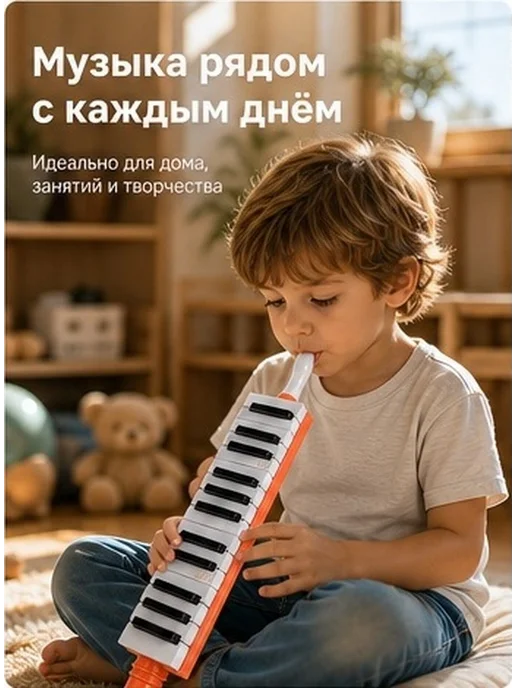 Детская губная гармошка, 27 клавиш, розовая, розовый, фото 2