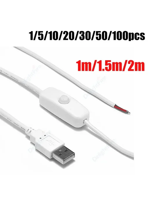 DelightFire USB кабель с выключателем 28см, черный, 1 м, фото 2