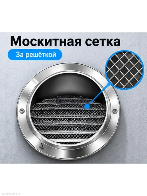 Вентиляционный колпак 100 мм сталь SUS304 с сеткой, серый, фото 4