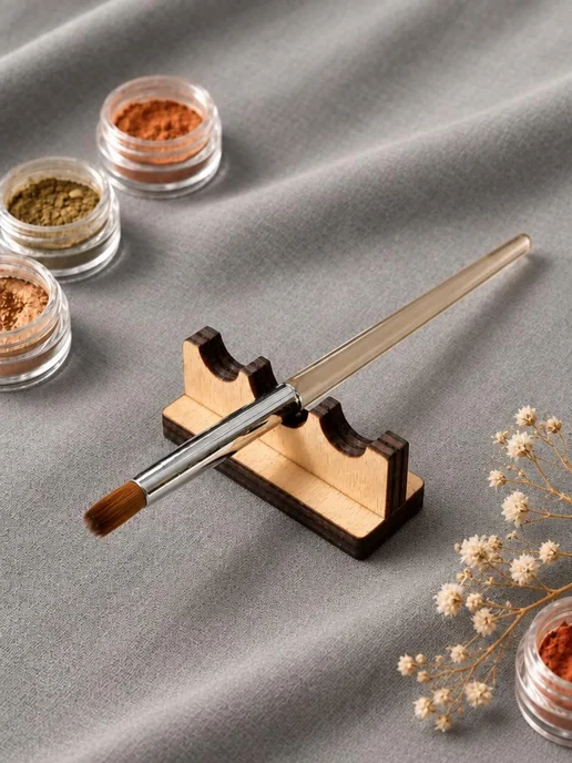 Southern WoodLab Деревянная подставка для кистей для маникюра и рисования, бежевый, фото 7
