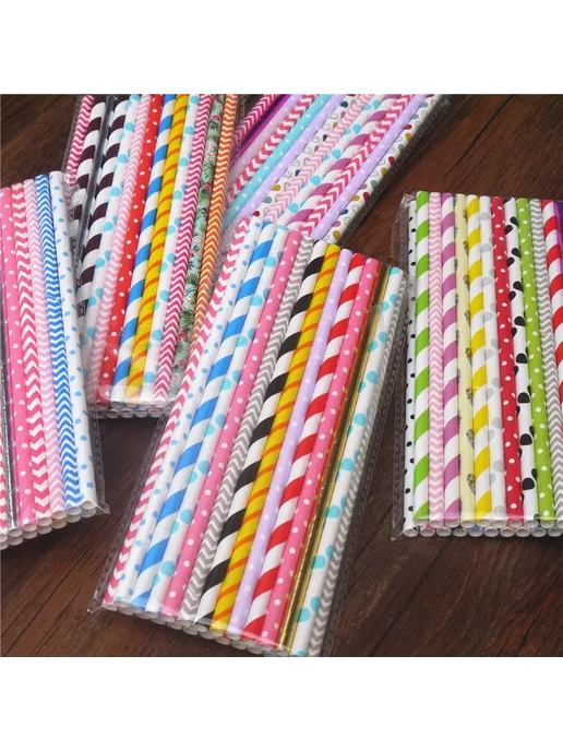 Нет бренда Бумажные трубочки Chevron mint, зеленые, зеленый, фото 2