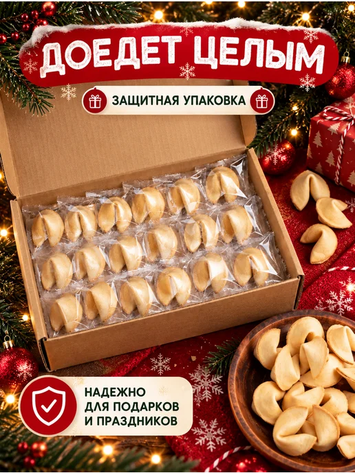 Китайское печенье РФ Печенье с новогодними предсказаниями 2027, 15 шт, с корицей, 15 шт, фото 2