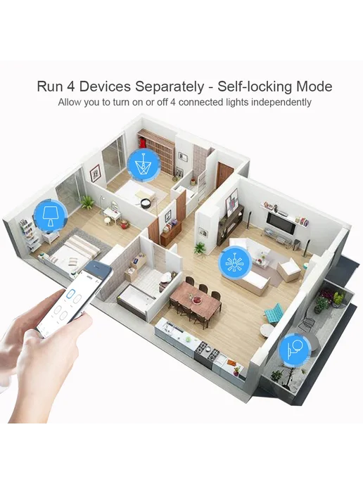 Scimagic-RC Умный реле Wi-Fi 85-250V Tuya, переключатель 4-канальный, фото 3