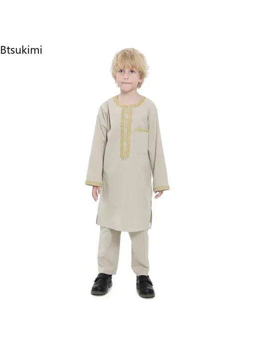 Btsukimi Детский мусульманский костюм 2026 года из полиэстера, белый, фото 3