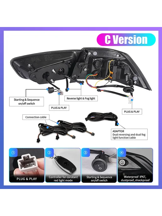 KUNFINE Комплект из 2 задних фонарей для Mitsubishi Lancer EVO-X 200, вариант, фото 3