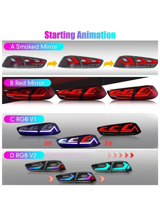 KUNFINE Комплект из 2 задних фонарей для Mitsubishi Lancer EVO-X 200, вариант, фото 4