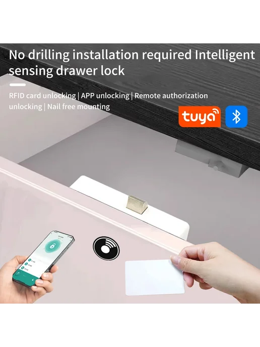 LUCKING DOOR Белый Bluetooth-замок ES830-Tuya для мебели, Умный биометрический замок ящика, фото 2