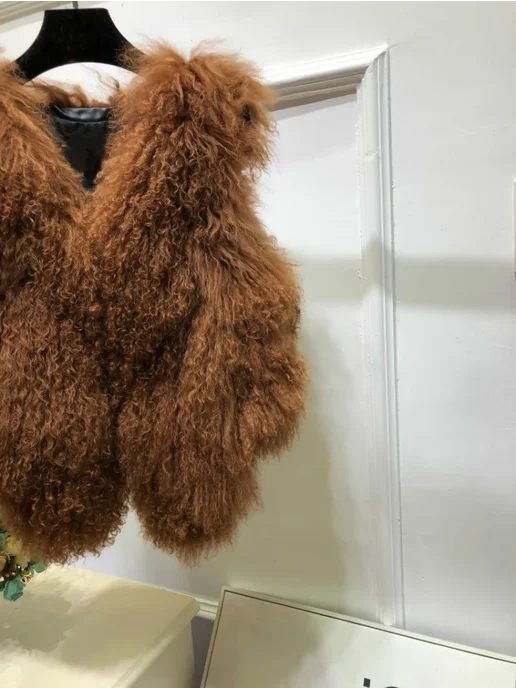 TONFUR Женский жилет из меха монгольской овцы ksr855, зеленый, фото 4