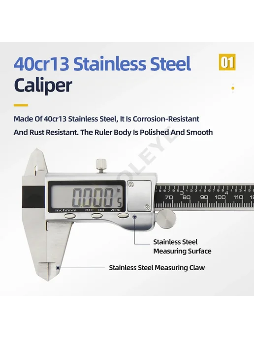 Tooleye Цифровой штангенциркуль 150 мм, IP54 Caliper, Цифровой 150 мм Box, фото 4