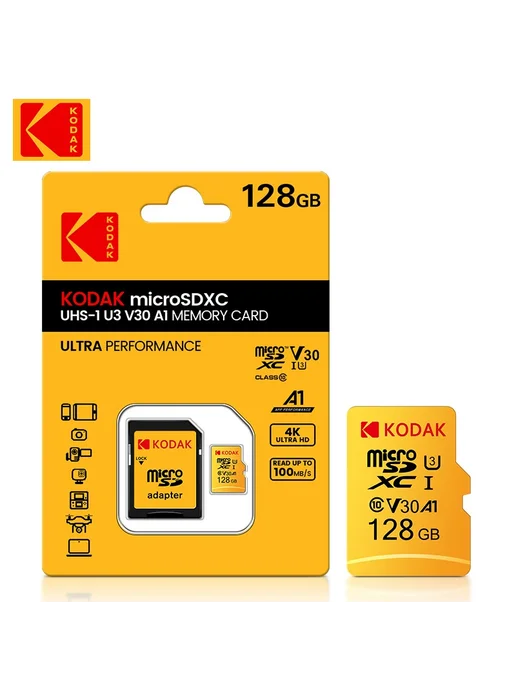 KODAK Карта памяти MicroSDXC 64GB UHS-I V30 A1, 64 ГБ, фото 2