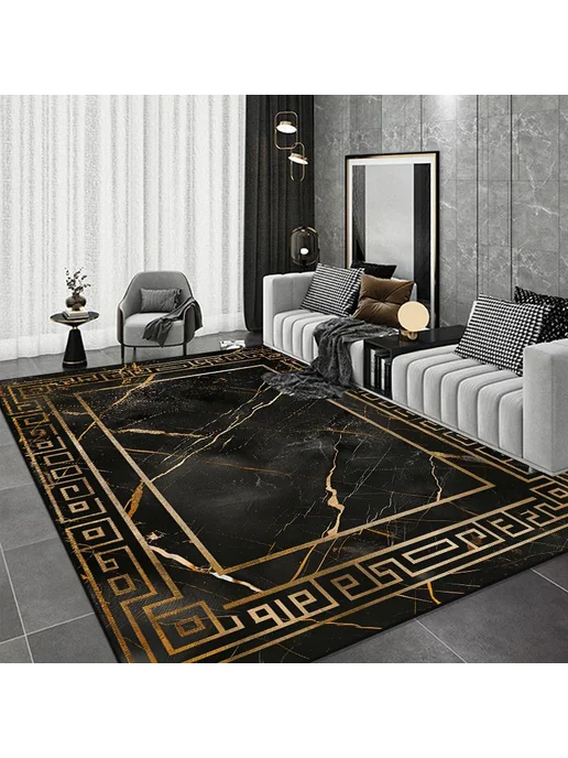 LYAHKAE Черный декоративный ковёр в китайском стиле Черный, 60x90cm, черный
