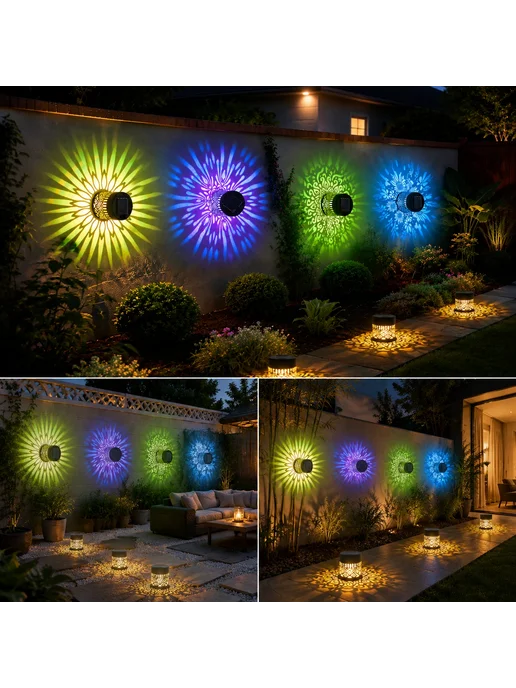 Нет бренда Солнечный светильник IP65 теплый белый Черный, Mandala, черный, фото 6