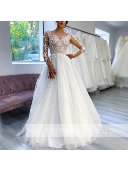 HEULORIA Свадебное платье boho кружевное для невесты больш, белый, фото 2