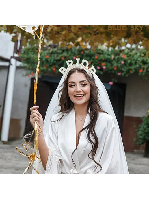 Нет бренда Свадебная повязка с жемчужной короной WIFEY, вариант, фото 7
