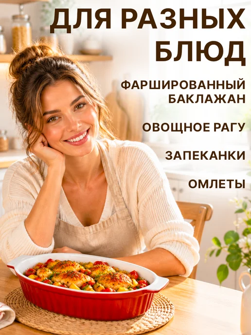 GT Форма для запекания керамическая овальная 31,5 см, красный, фото 7