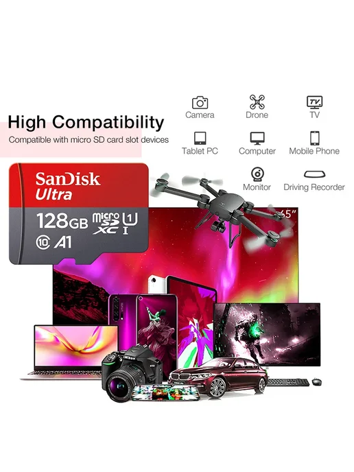 SANDISK Ultra Micro TF SD карта памяти 32 64 128 256 ГБ 64 G, 256 ГБ, фото 4