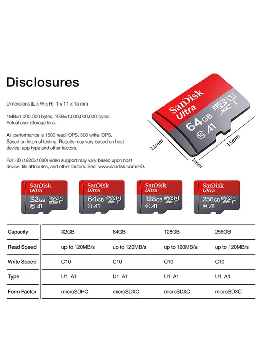 SANDISK Ultra Micro TF SD карта памяти 32 64 128 256 ГБ 64 G, 256 ГБ, фото 6