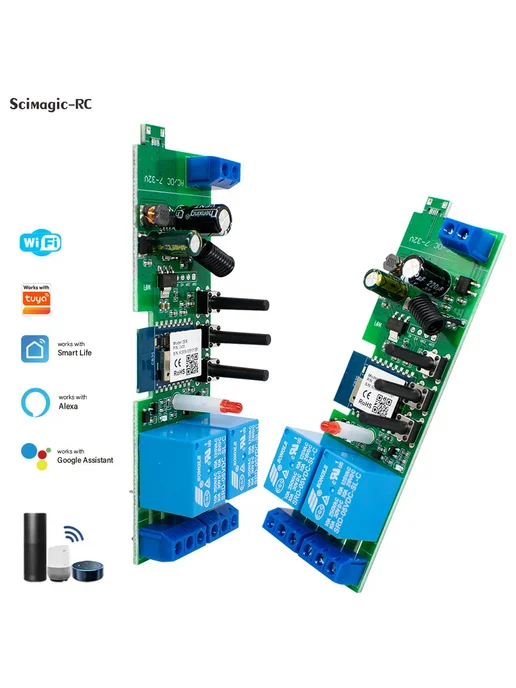 Scimagic-RC Умный 2-канальный Wi-Fi выключатель AC 85-250V, Умный 2-канальный Wi-Fi выключатель, фото 2