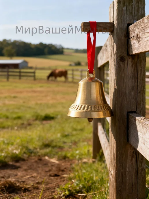 Латунный колокольчик для КРС, лошадей и овец, 7.5 см, вариант, фото 6