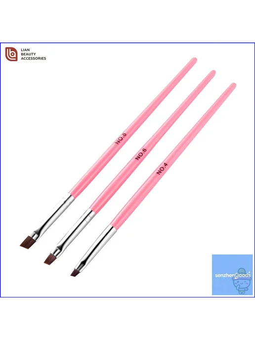Lian Beauty Accessories Скошенные кисти для маникюра, набор, вариант, фото 4
