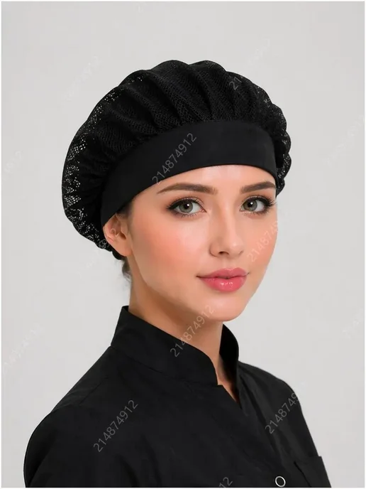 Головной убор рабочий с сетчатым верхом, черный, черный, фото 4