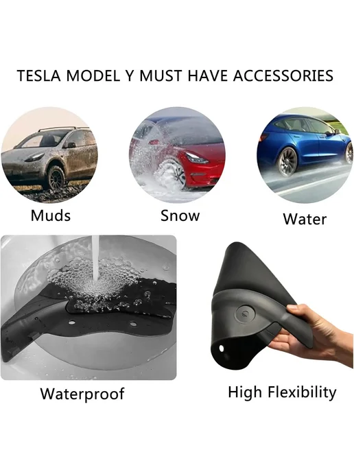 Globle Auto parts Комплект Из 4 Неперфорированных Брызговиков Для Tesla Model, вариант, фото 7